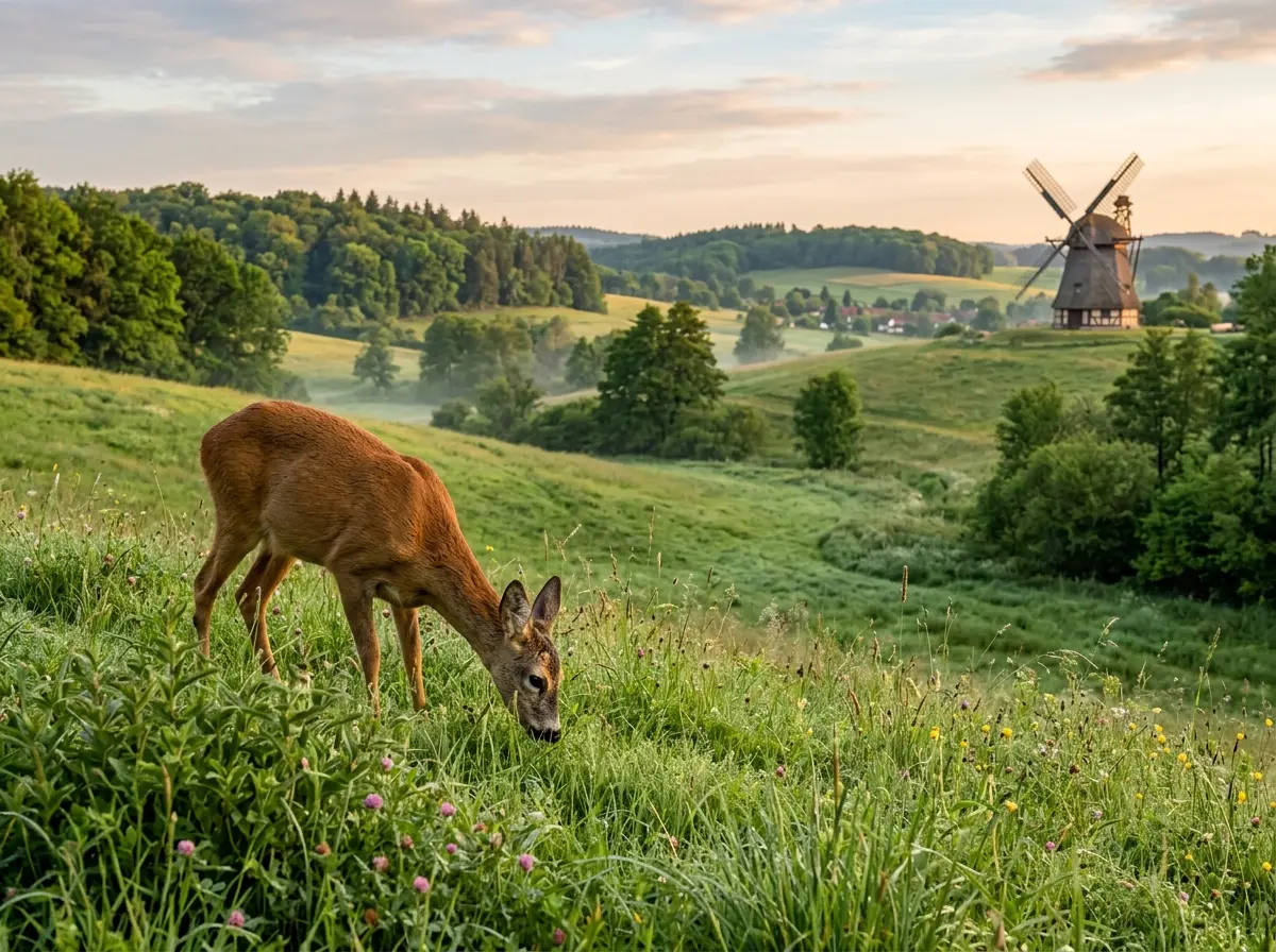 Student photograph of a deer grazing
