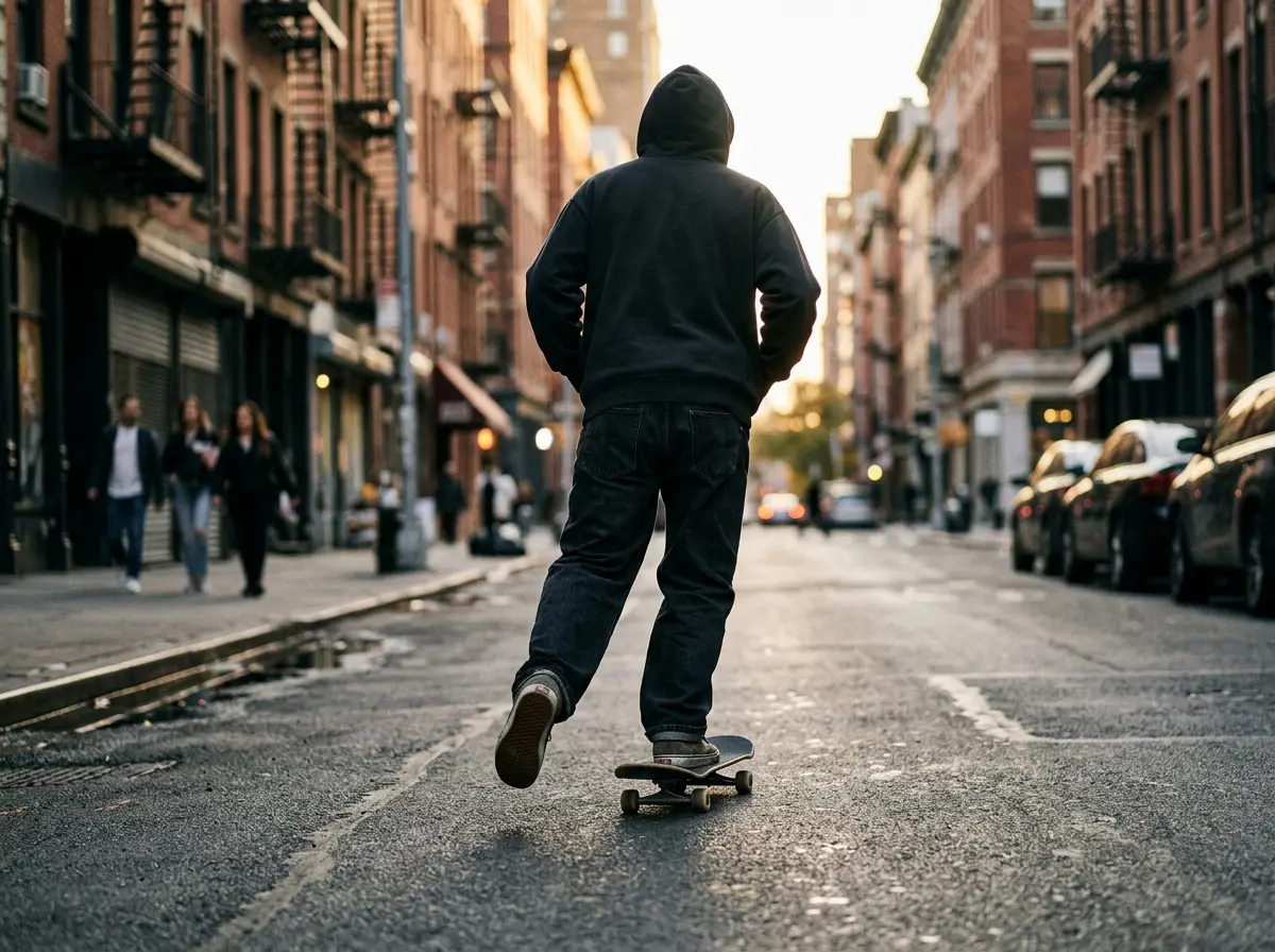Student photograph of a skateboarder in motion